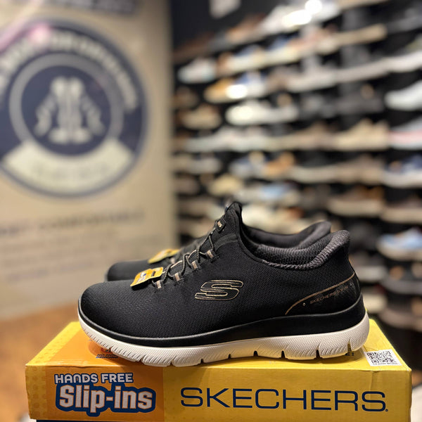 Women's Skechers Hands Free Slip-ins: Summits - Diamond Dream — Black / Rose Gold