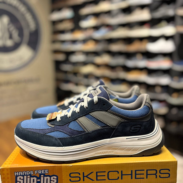 Men's Skechers Decklan Panelled Lace-Up Sneakers — Navy