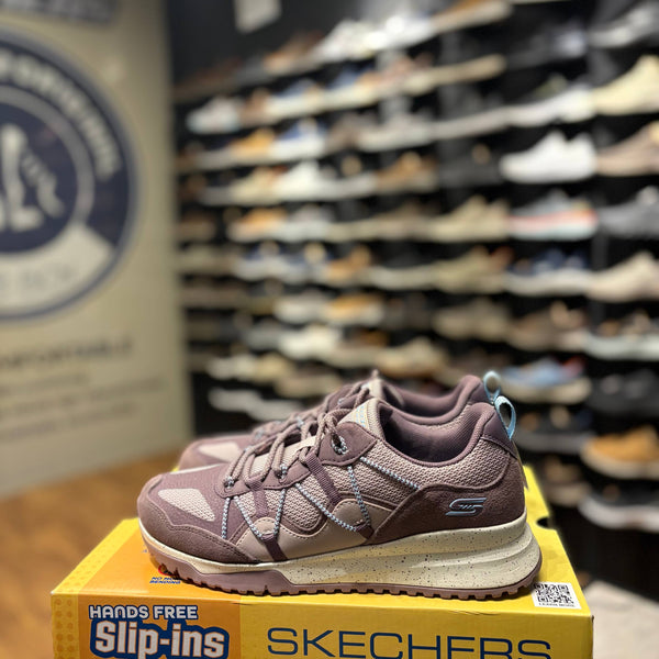 Women's Skechers BOBS Sport: Bobs Squad - Zigzag Swagger — Mauve/Light Blue