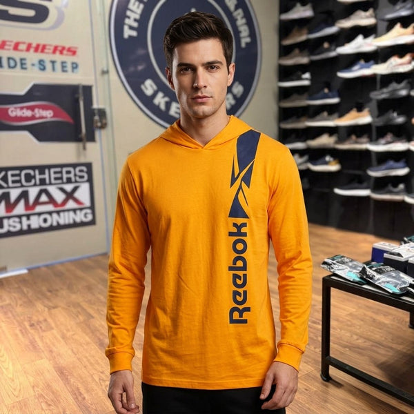 Reebok Vertical Vector Graphic Hooded Long Sleeve T-Shirt — Solar gold