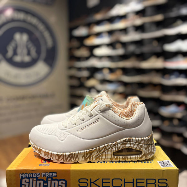 Women's Skechers Uno - Loving Love — White/Rose Gold