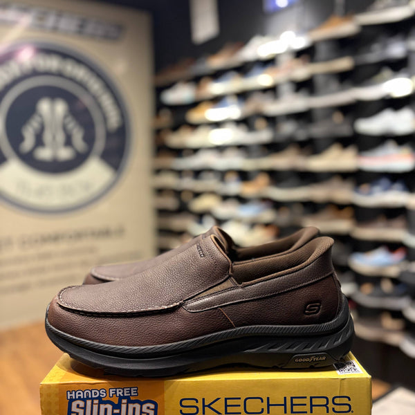 Men's Skechers Hands Free Slip-ins Relaxed Fit: Respected - Pollac — Red/Brown