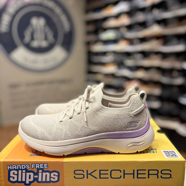 Women's Skechers GO WALK Arch Fit 2.0 - Bel — Natural/Purple